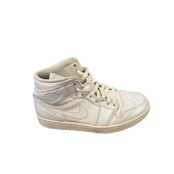 Nike Air Jordan 1 Mid Triple White Men 9 Leather 554724-109 Sneakers Shoe main image 4